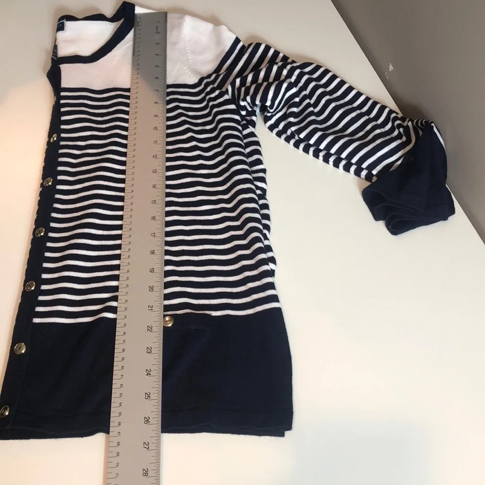 Karen Scott Petite Stripe Button Up Cardigan NWT XLP
